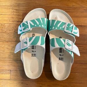 Birkenstock Green and White Sandals